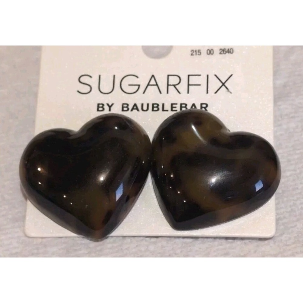 SUGARFIX by Baublebar Brown Tortoise heart Resin Post Earrings